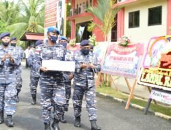 Danlanal Ranai Hadiri Upacara Peringatan HUT Bhayangkara Ke-74 Di Mako Polres Natuna