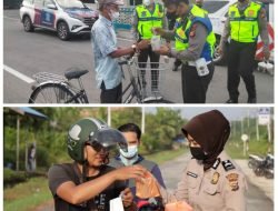 Polisi Bagikan Takjil Kepada Warga Yang Melintas Depan Mako Polres Meranti