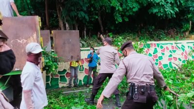 Pohon Tumbang, Polres Karimun Turunkan Anggota Bantu Evakuasi dan Atur Lantas