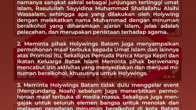 PPM dan IKBI minta Holywings Batam Batalkan Undangan Noah Sebelum Sampaikan Permintaan Maaf