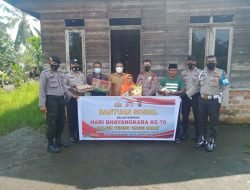 Sambut HUT Bhayangkara, Polsek Tebingtinggi Barat Salurkan Bantuan Sembako