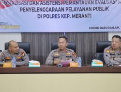 Polda Riau Sosialisasi Dan Asistensi Pemantauan Evaluasi Kinerja Penyelenggaran Pelayanan Publik di Polres Meranti