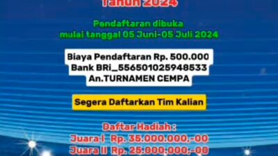 Turnamen Sepak Bola Cempa Cup Jilid III, Hadiah 85 Juta Rupiah
