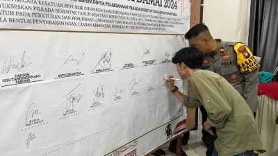 Sejumlah Perwakilan Organisasi Wartawan Lingga Tanda Tangani Pakta Integritas