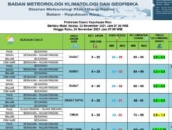 Prakiraan Cuaca Kepri 23 November 2024: Hujan Ringan Diprediksi di Beberapa Wilayah