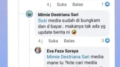 Tuding Media Pers Dibayar untuk Bungkam, Pemilik Akun FB Mimie Destriana Sari Terancam Dilaporkan ke Polisi