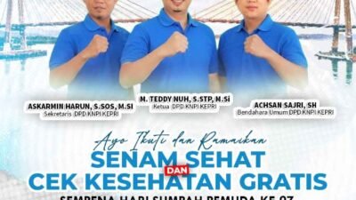 DPD KNPI Kepri Gelar Senam Sehat dan Cek Kesehatan Gratis Peringati Hari Sumpah Pemuda ke-97 di Batam