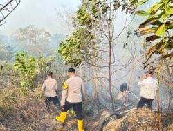 Polsek Gunung Kijang Gerak Cepat Padamkan Kebakaran Lahan 1 Hektare di Bukit Piatu
